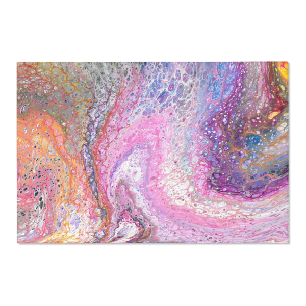 Pink galaxy abstract art area rug