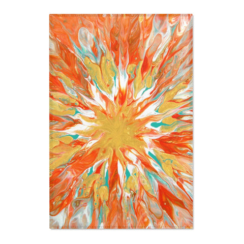Orange and gold abstract art area rug