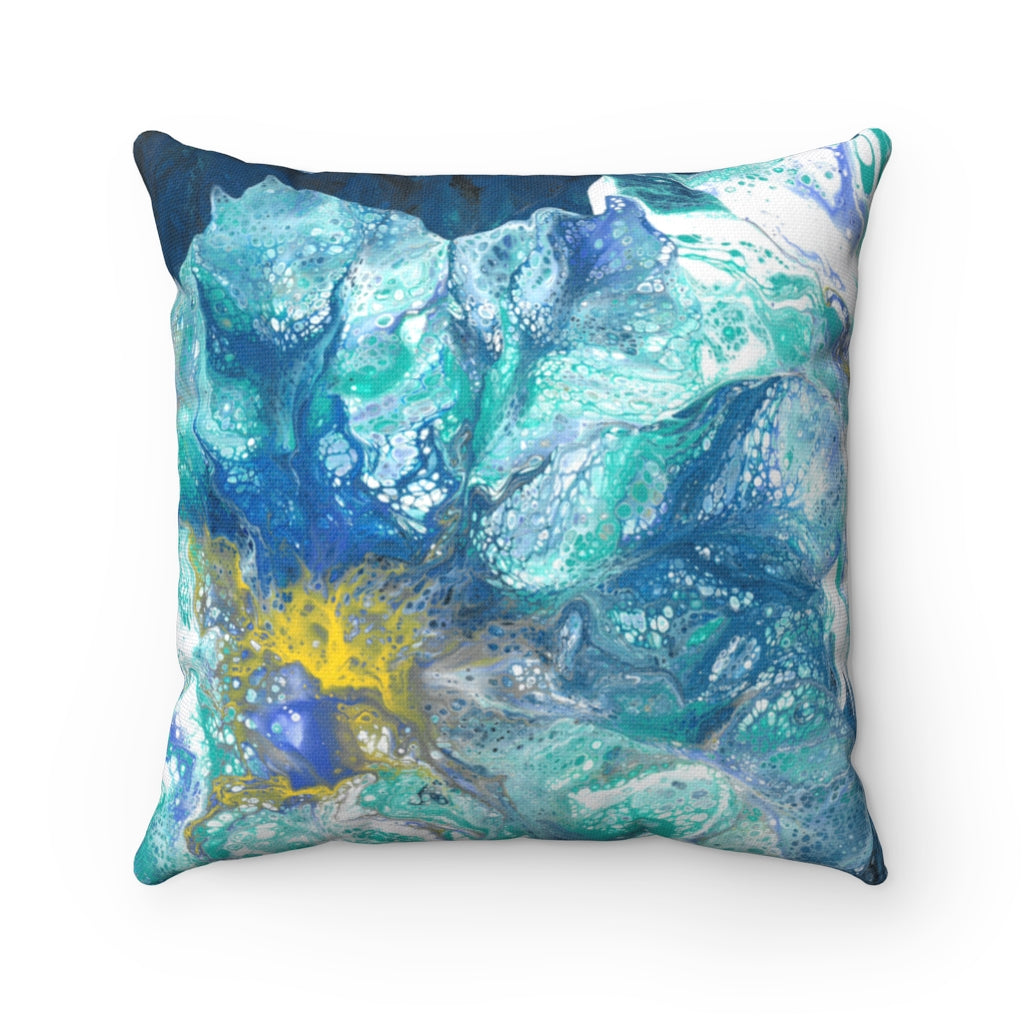 Blue flowers abstract art pillow