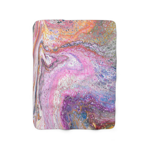 Pink galaxy abstract art sherpa fleece blanket