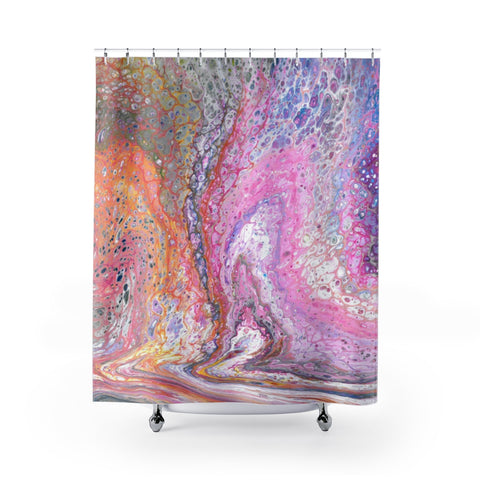 Pink galaxy abstract art shower curtain