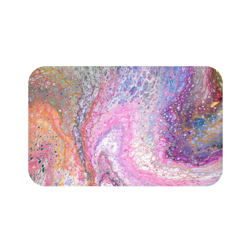 Pink galaxy abstract art bath mat