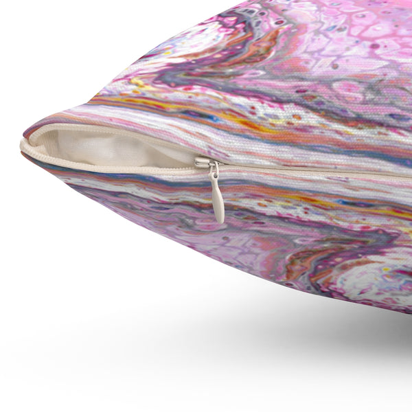 Pink galaxy pillow zipper closeup