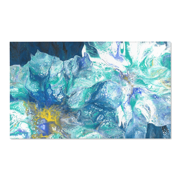 Blue flowers abstract art area rug