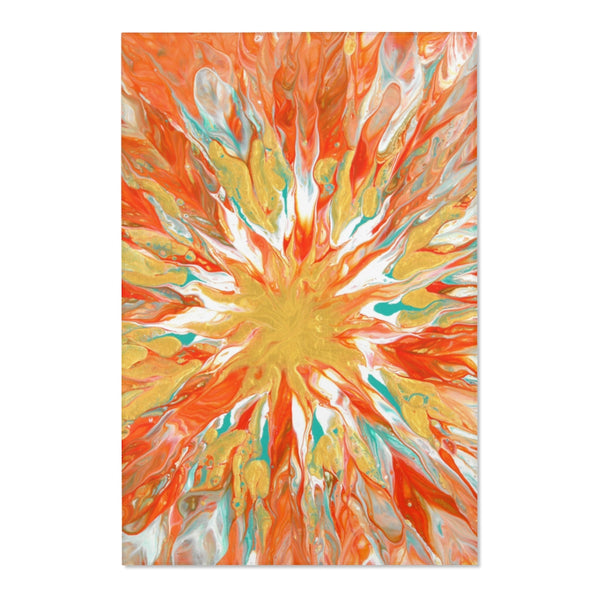 Orange and gold abstract art area rug