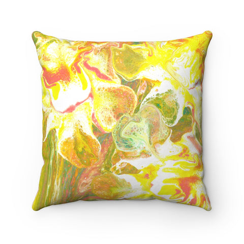 Daffodil abstract art pillow
