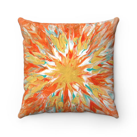 Orange and gold abstract art pillow