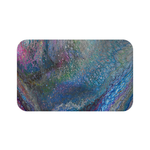 Blue galaxy abstract bath mat