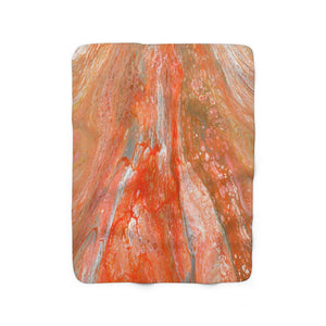 Orange abstract art sherpa fleece blanket