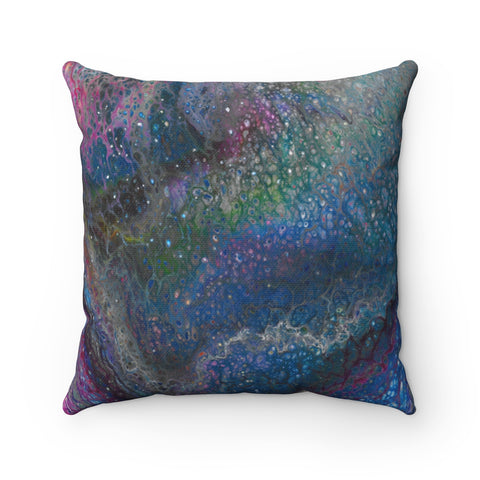 Blue galaxy abstract art pillow