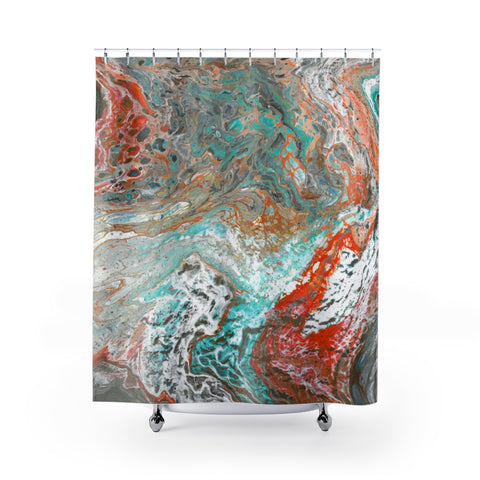 Whitewater abstract art shower curtain